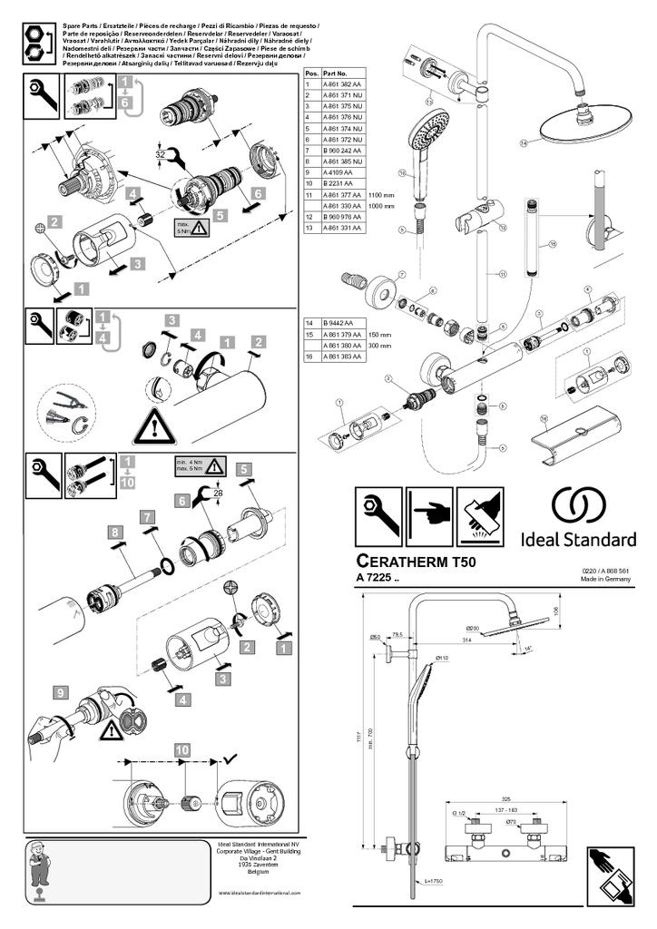 Душевая стойка Ideal Standard  CERATHERM T50 A7225AA хром