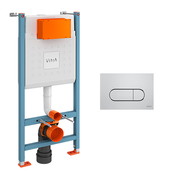 Готовое решение для подвесных унитазов Vitra Core 800-1873 с панелью смыва Root R 740-2280 цвет глянцевый хром