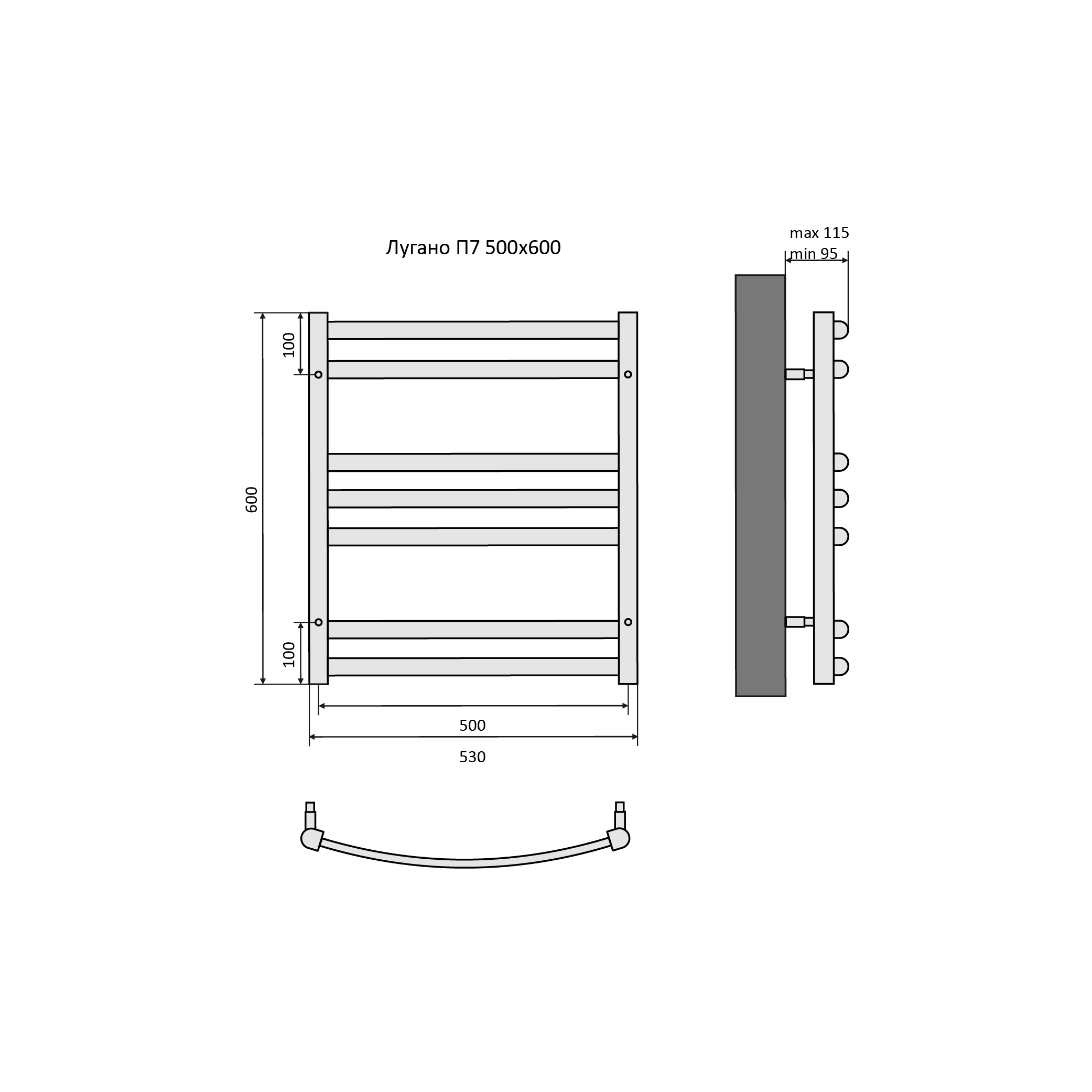 Полотенцесушитель водяной Aquatek Лугано AQ DOC0760CH 60х50 хром