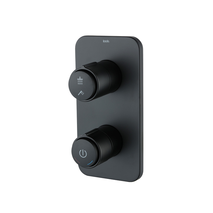 Смеситель IDDIS двумя выходами с управлением Push Control черный матовый встраиваемый Slide SLIBLBT