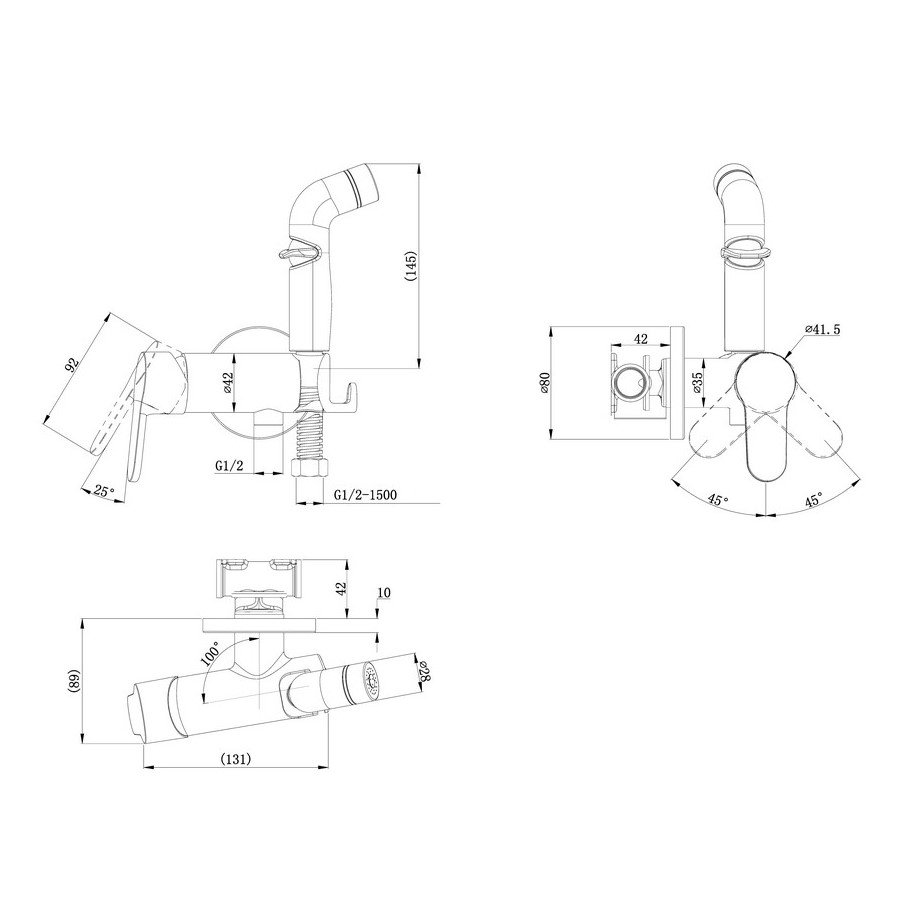Гигиенический душ со смесителем D&K Rhein DA1394581, хром