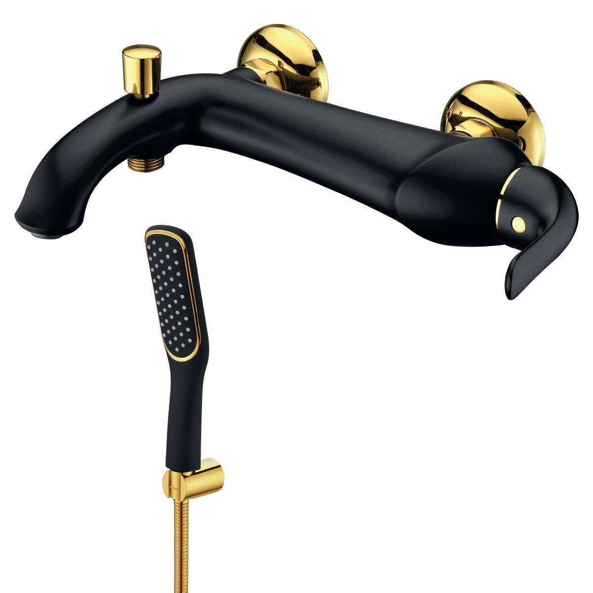 Смеситель для ванны с душем Lemark Swan LM5402BG черный/золото