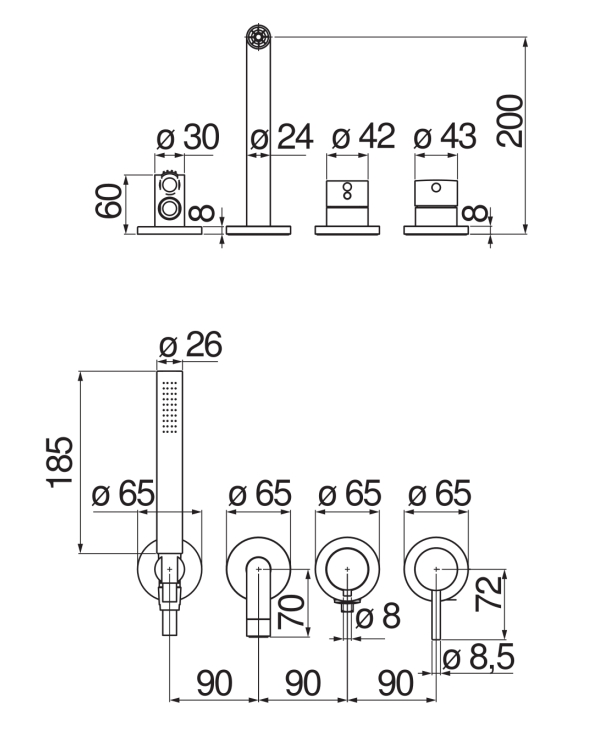 Смеситель для ванны с душем Nobili Live WEBK110/91TBM черный матовый
