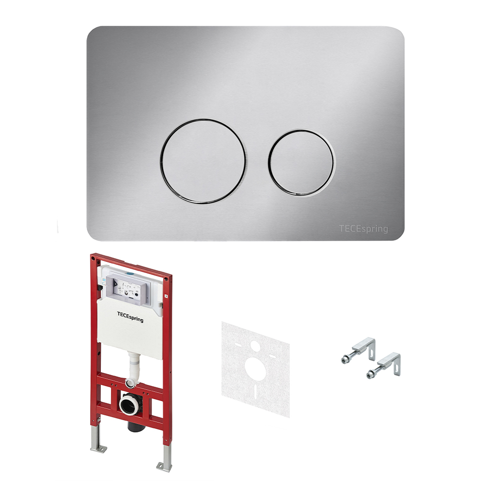 Готовое решение для подвесных унитазов TECE Spring SL S955302 клавиша смыва нержавеющая сталь сатин