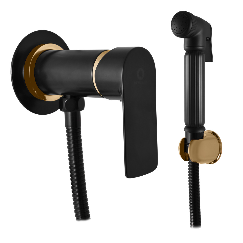 Гигиенический душ со смесителем Rav Slezak VLTAVA VT447/1CMATZ, черный/золото
