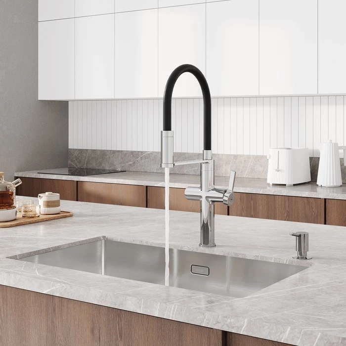 Смеситель для кухни с каналом для фильтрованной воды и гибким изливом IDDIS Ikon IKNSBFFi05 хром