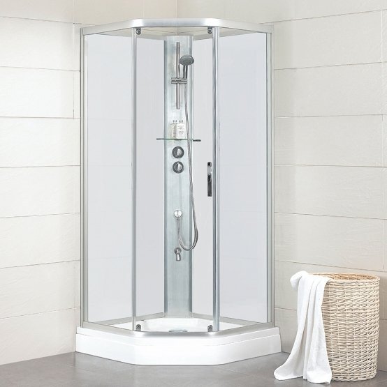 Душевая кабина Bravat Waterfall 90x90 BC090.6100A хром стекло прозрачное нет