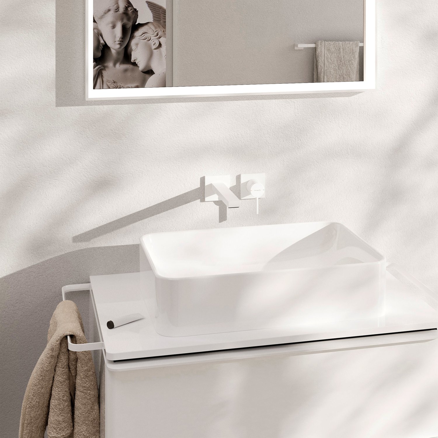 Смеситель для раковины Hansgrohe Tecturis E 73051700 белый матовый