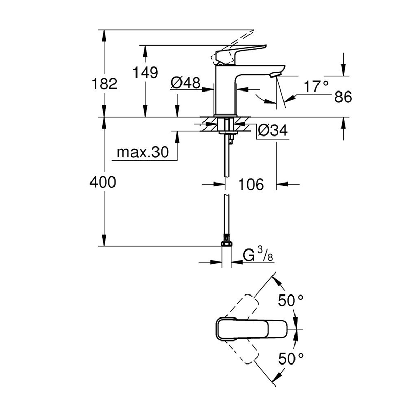 Смеситель для раковины Grohe Cubeo 1016990000 хром