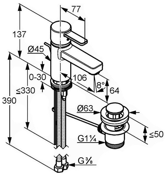 Смеситель для раковины Kludi Zenta  382509175 хром/белый