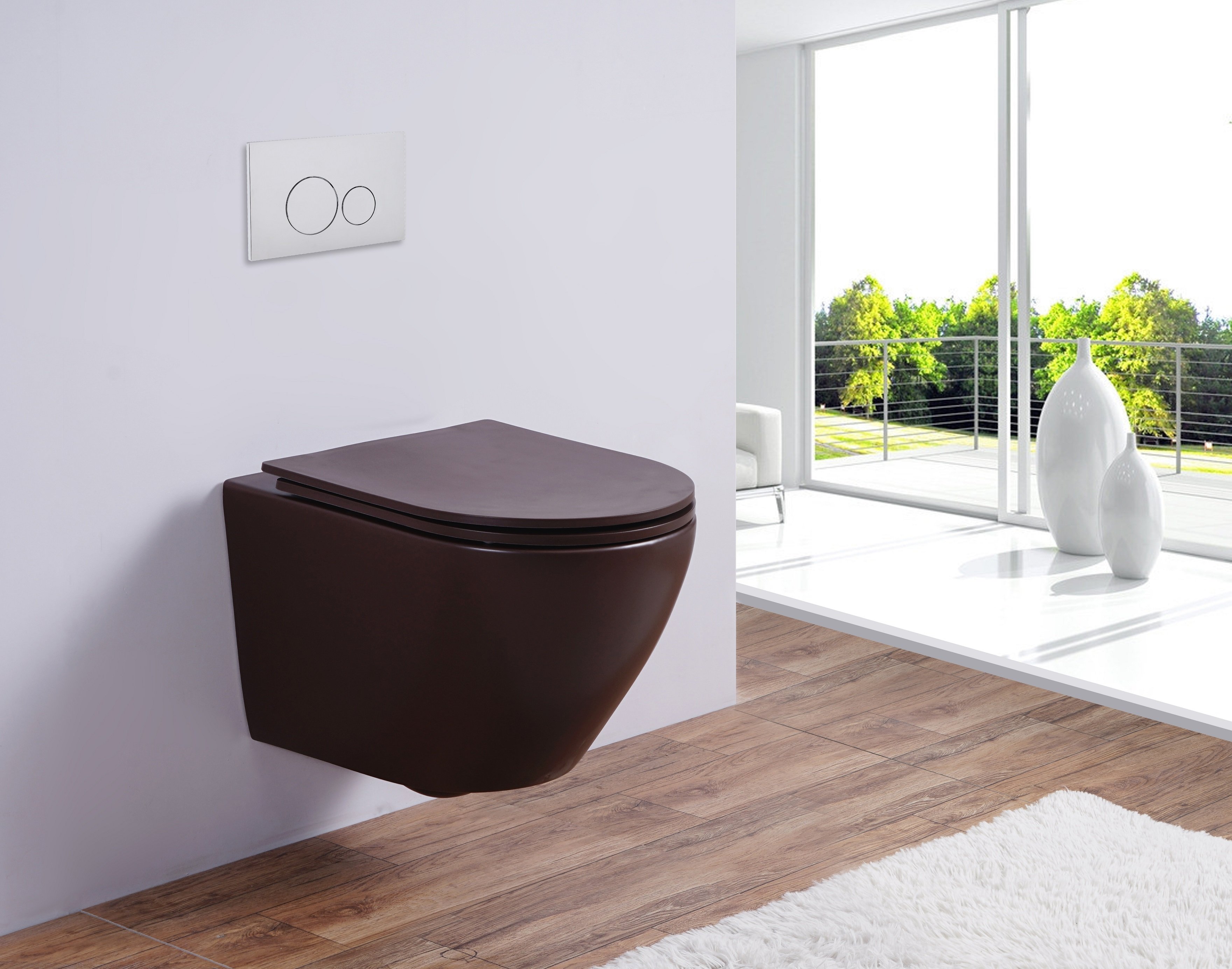 Унитаз подвесной Esbano AZALEA коричневый матовый, с сиденьем микролифт