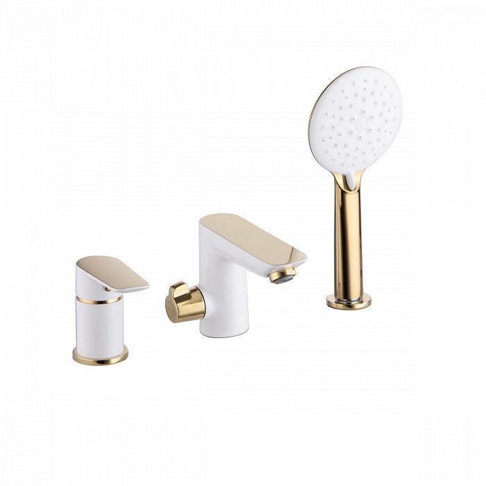 Смеситель для ванны с душем IDDIS Cloud CLOWG30i07 белый глянцевый/золото