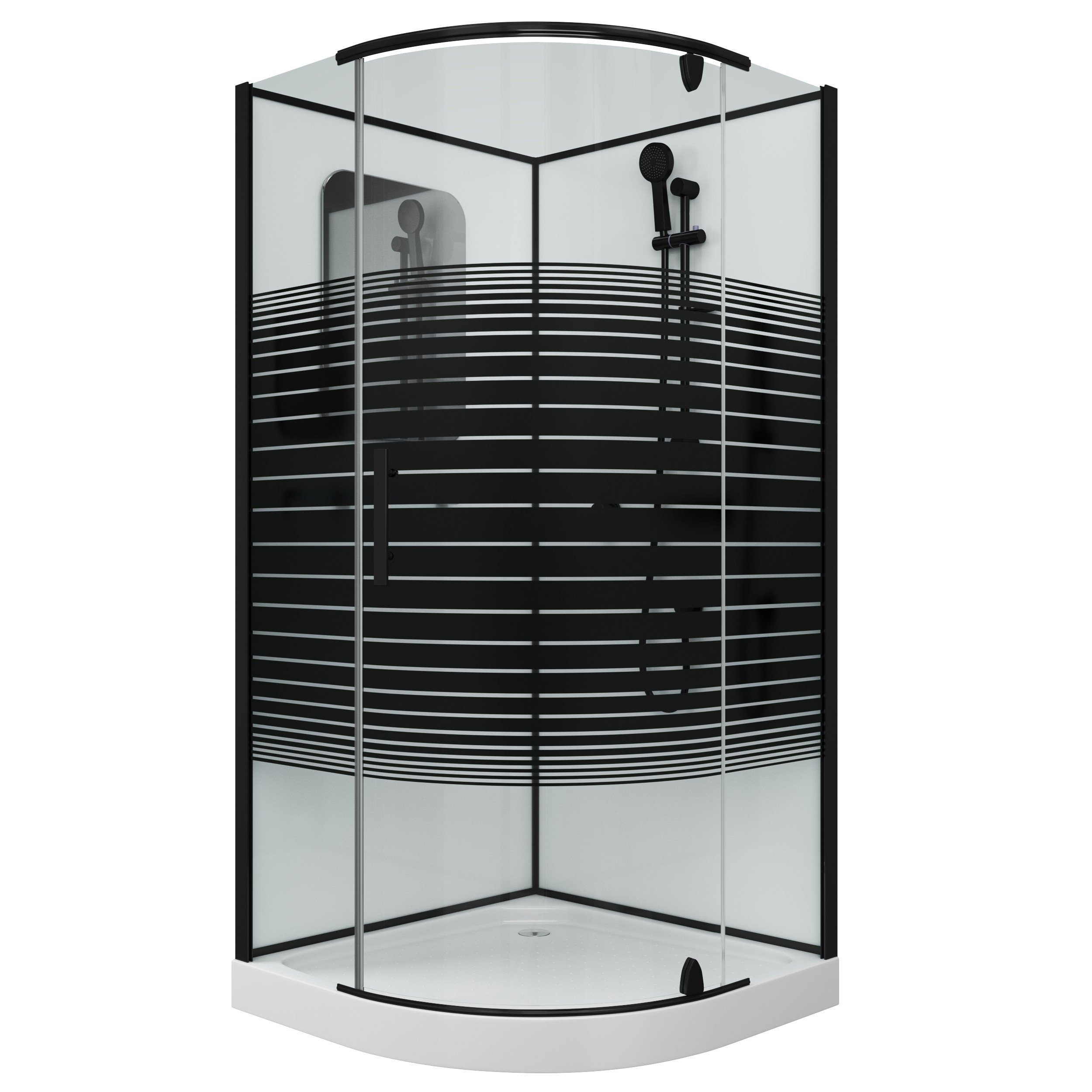 Душевая кабина Grossman GR270 100x100x205 профиль черный, стекло прозрачное с узором