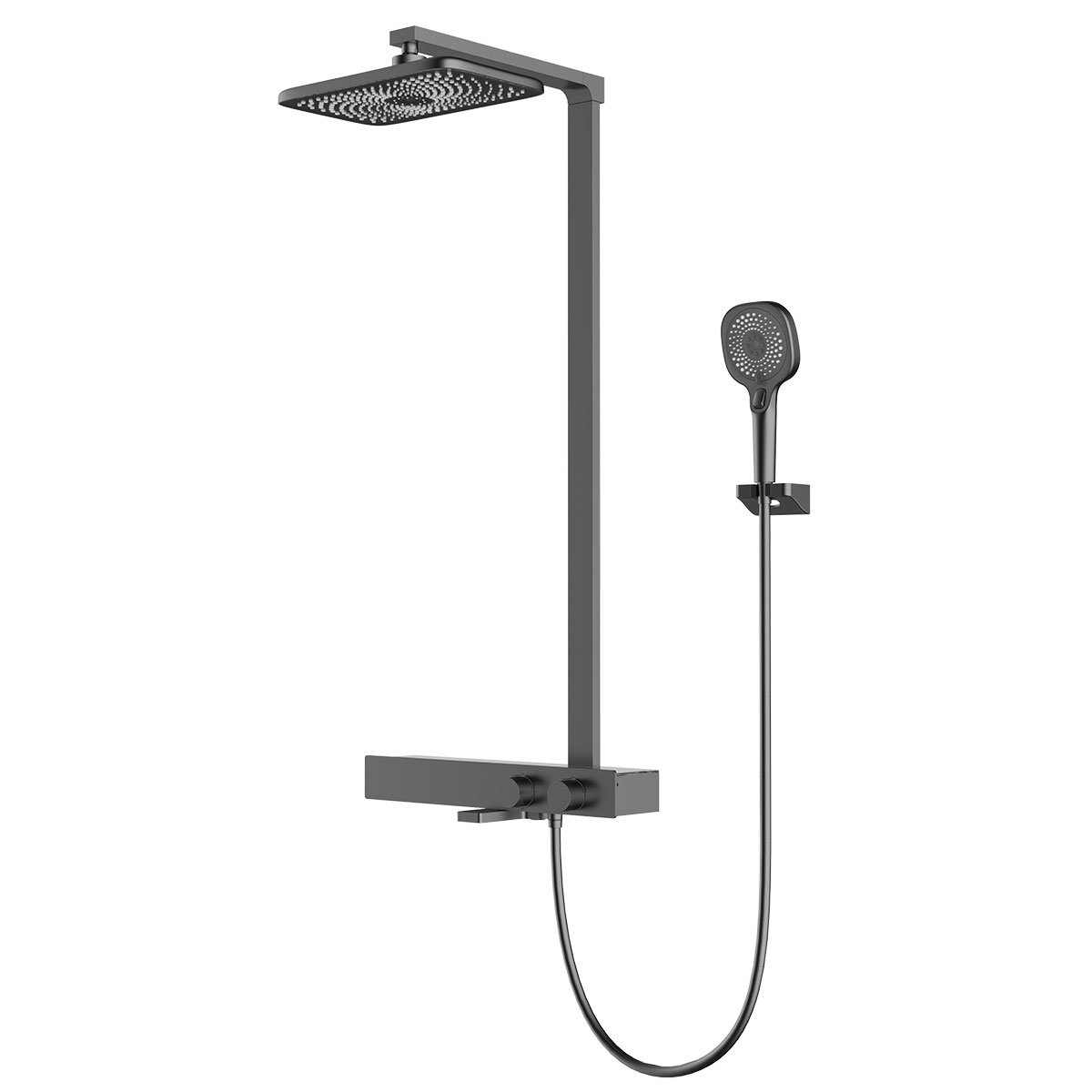 Душевая стойка с термостатом Vincea Inspire VSFS-3I13TGM вороненая сталь
