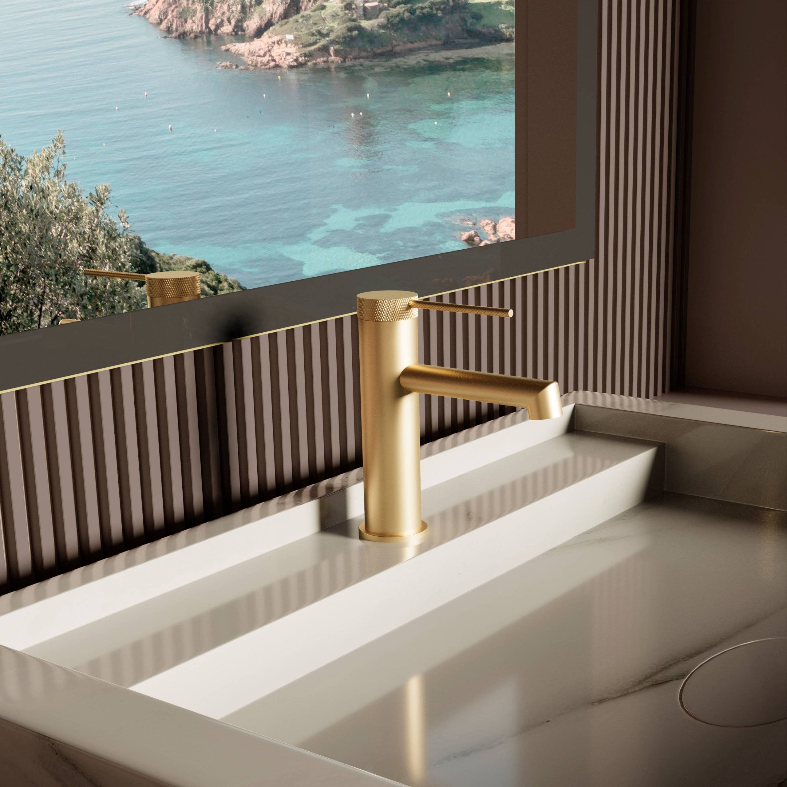 Смеситель для раковины Vincea Rim VBF-2RM1BG золото матовое