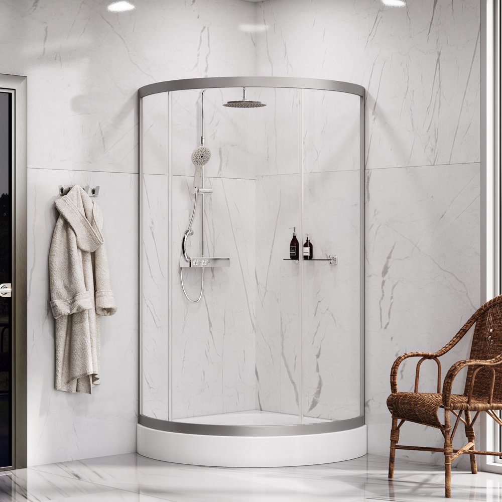 Душевой угол Am.Pm Bliss L 90x90x206 профиль хром, стекло прозрачное