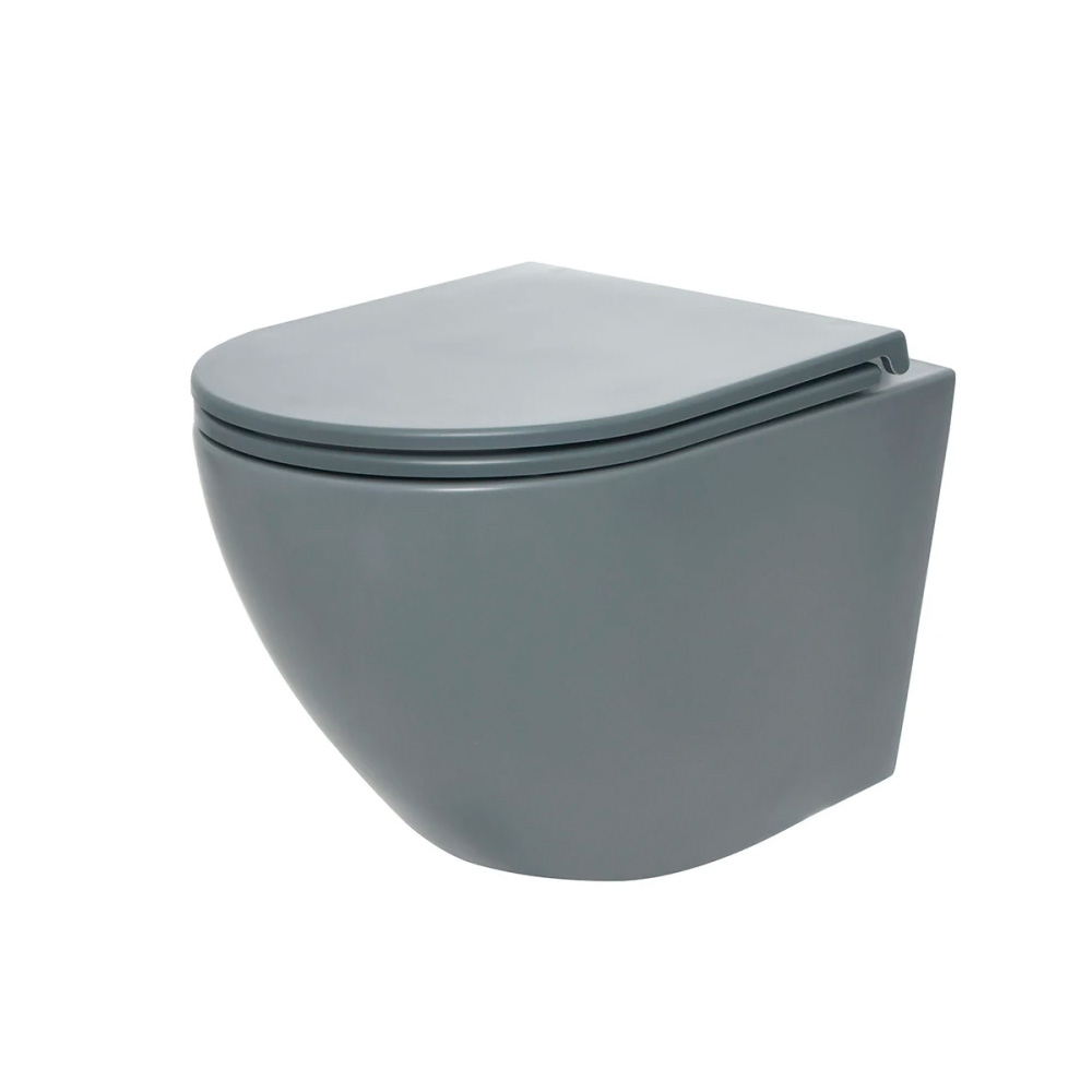 Унитаз подвесной безободковый AQUAme AQM2002MGR серый матовый, с сиденьем микролифт