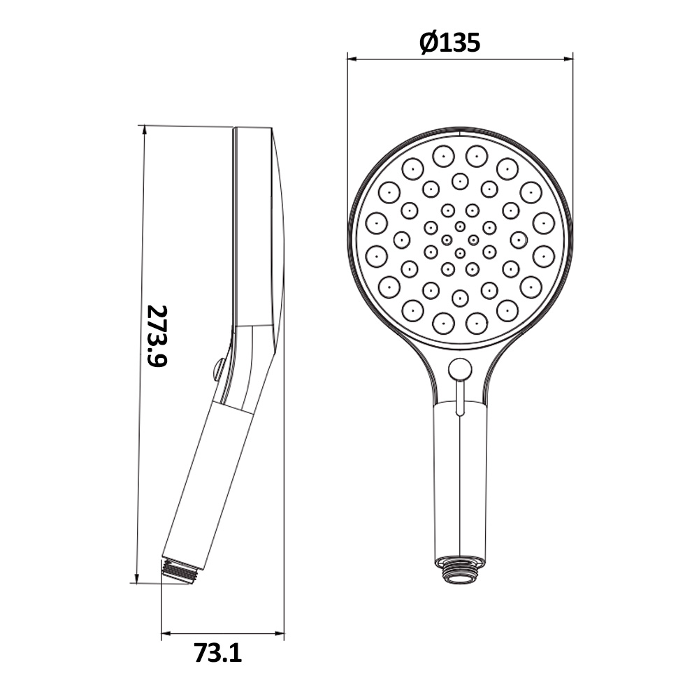 AQM8501CR Ручной душ Ø135мм, 4 режима, слайдер, Хром