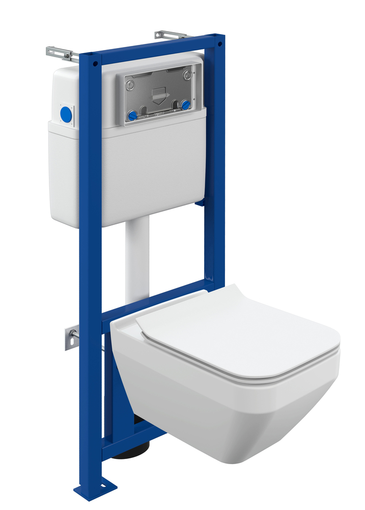 Комплект (унитаз + инсталляция + сиденье с микролифтом) Cersanit CREA SQUARE 63997 белый, без клавиши смыва