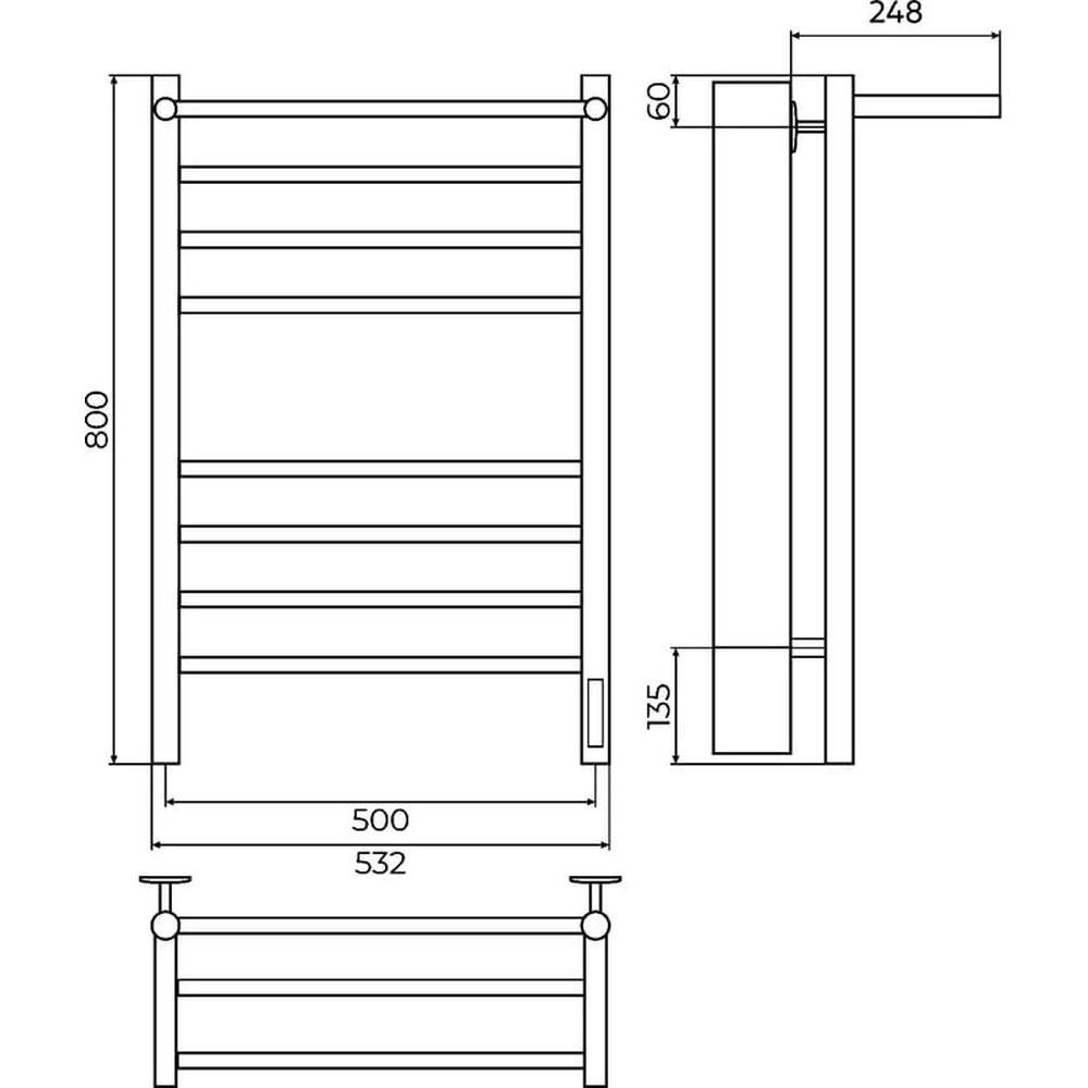 Полотенцесушитель электрический с полкой Terminus Аврора П8 50х80 КС 903, белый матовый