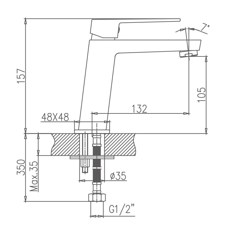 Смеситель для раковины Haiba HB11191, хром