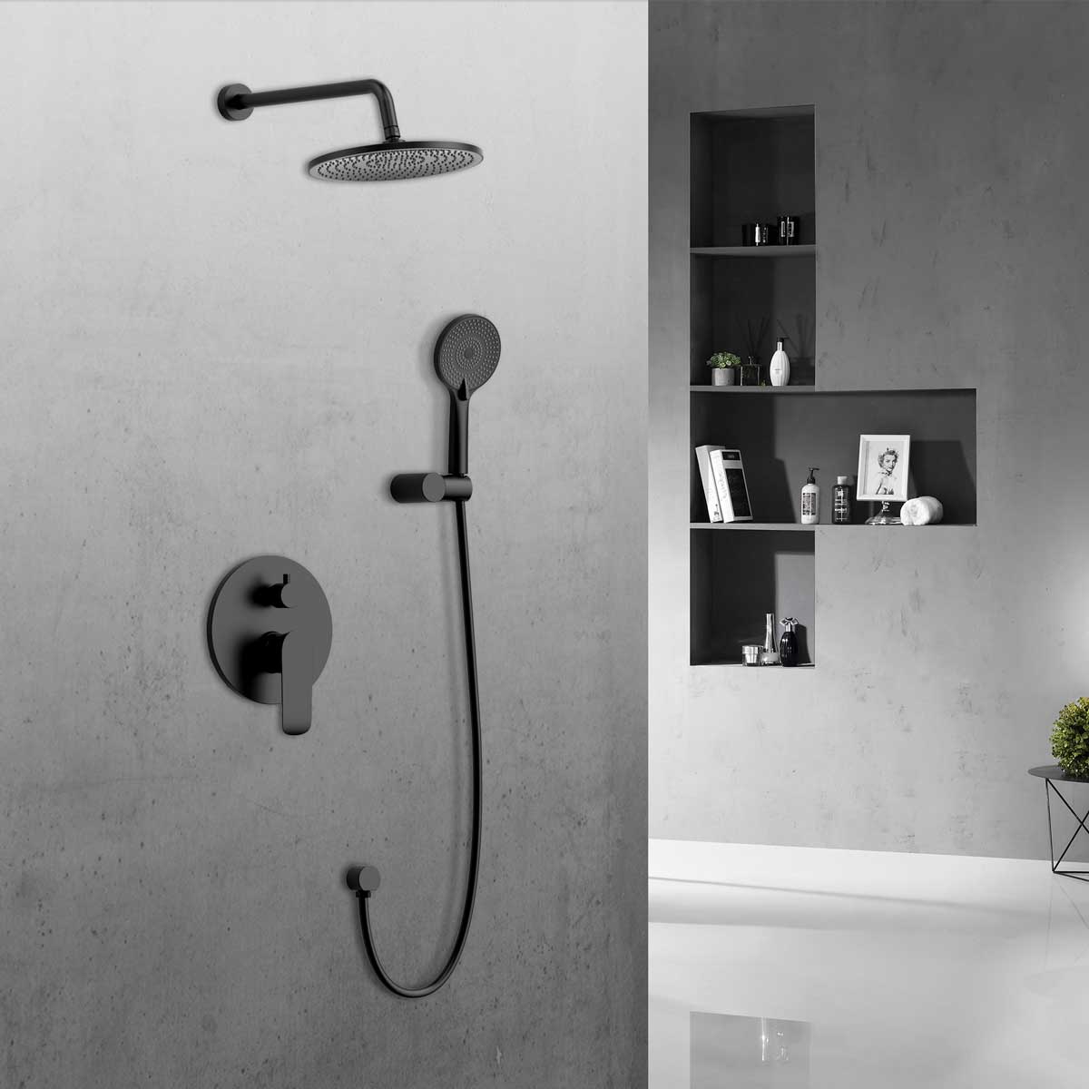 Встраиваемая душевая система со смесителем Vincea Esse VSFW-1E1MB черный матовый