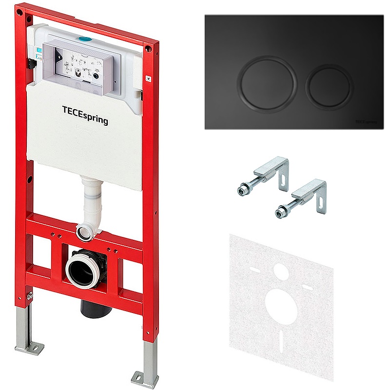 Готовое решение для подвесных унитазов TECE Spring R S955104 клавиша смыва черный матовый