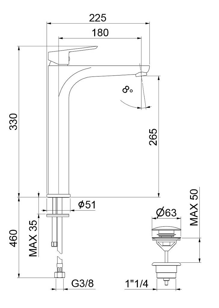 Смеситель для раковины Webert Sax Evolution SE830402560, черный