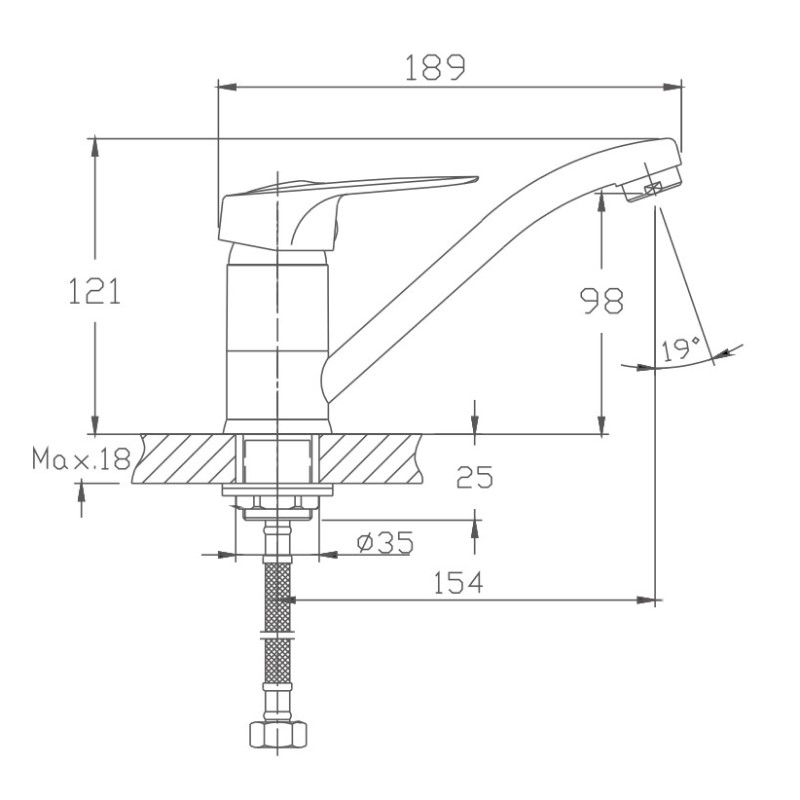 Смеситель для кухни Haiba HB4537-2, хром