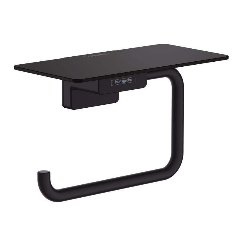 Держатель для туалетной бумаги с полкой для телефона Hansgrohe AddStories 41772670 черный матовый