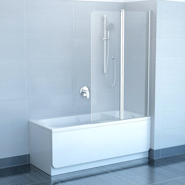Шторка для ванны Ravak Chrome CVS2-100 R белая+стекло Transparent