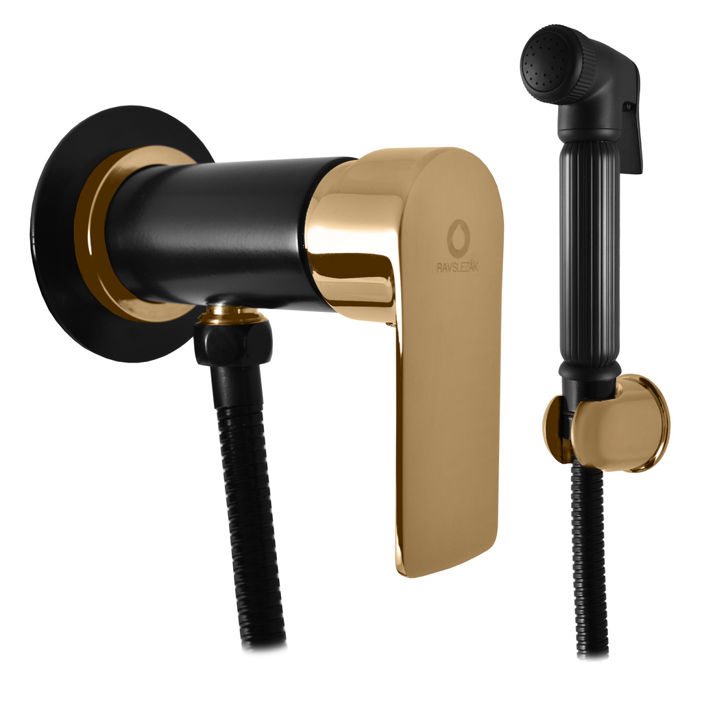 Гигиенический душ со смесителем Rav Slezak VLTAVA VT547/1CMATZ, черный/золото