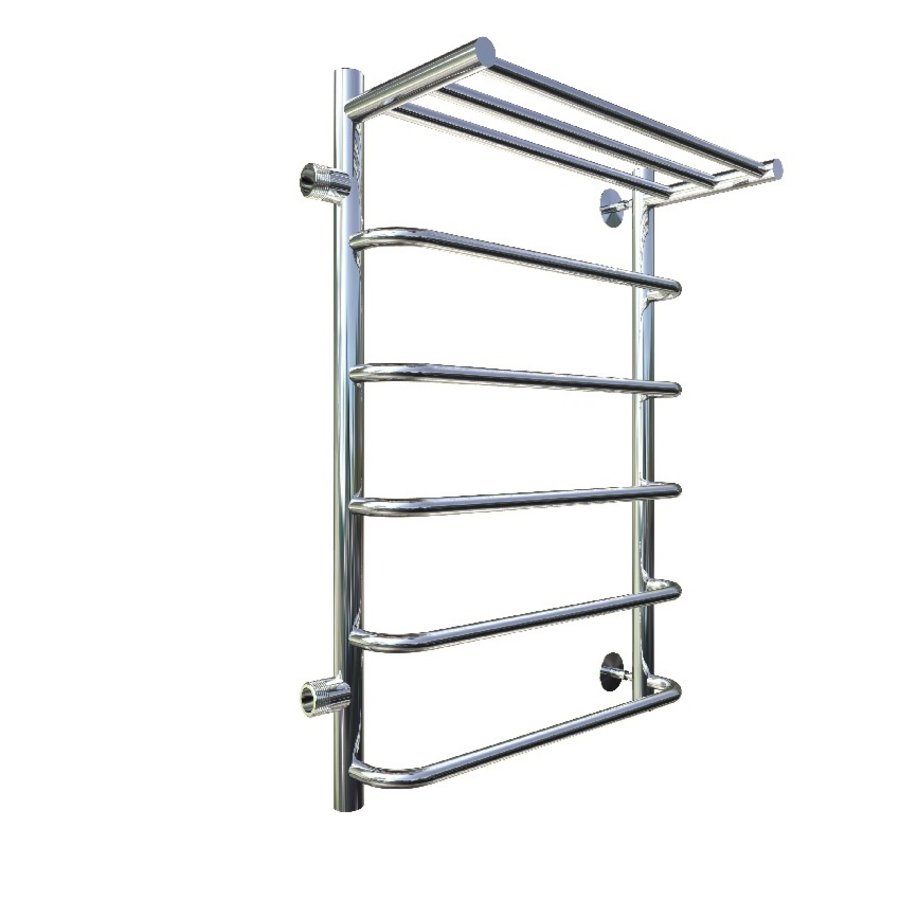 Полотенцесушитель водяной Тругор Идеал серия 1 80х50 хром, с полкой, подключение левое