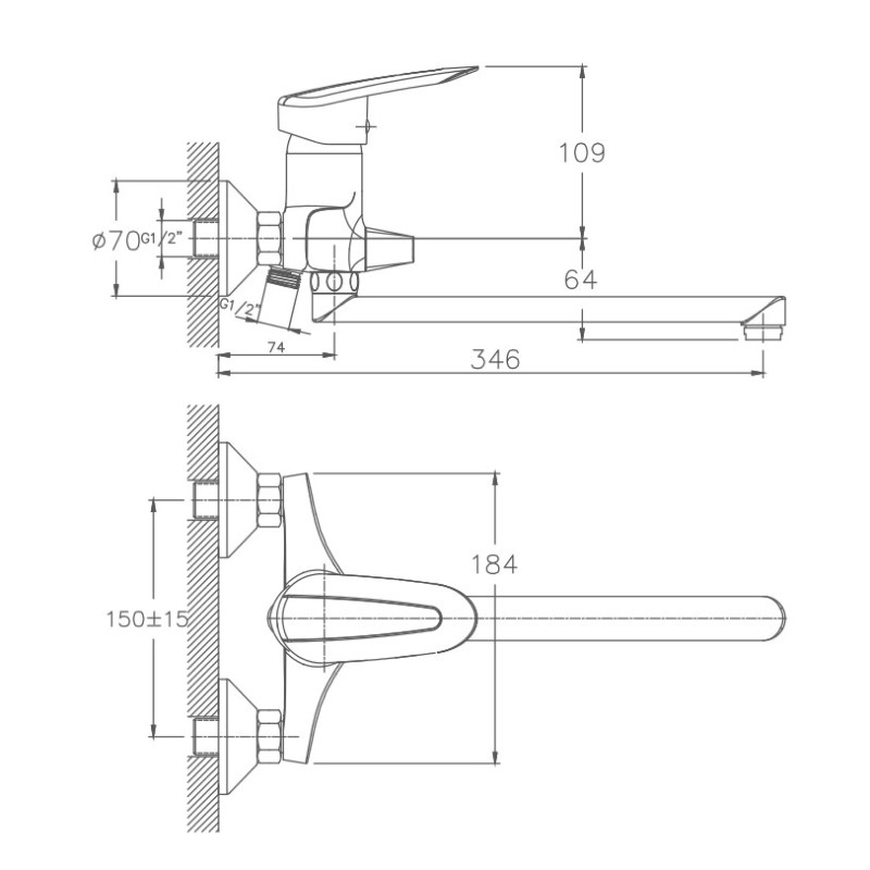 Смеситель для ванны Haiba HB2207, хром