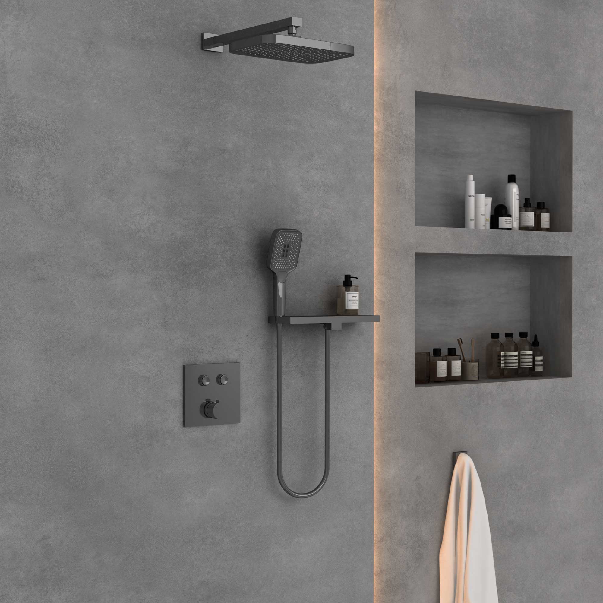 Душевой комплект Vincea VSFW-4211RGM встраиваемый, 2 режима, вороненая сталь