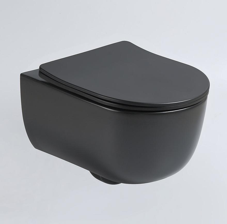 Унитаз подвесной безободковый Vincea Evo VT1-34SMB черный матовый, с сиденьем микролифт