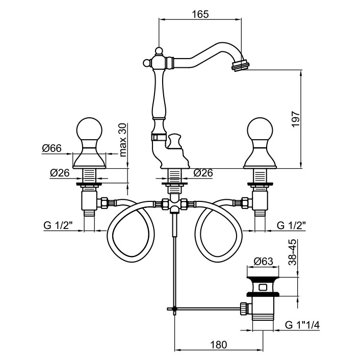 Смеситель для раковины Webert Karenina KA750202015, хром