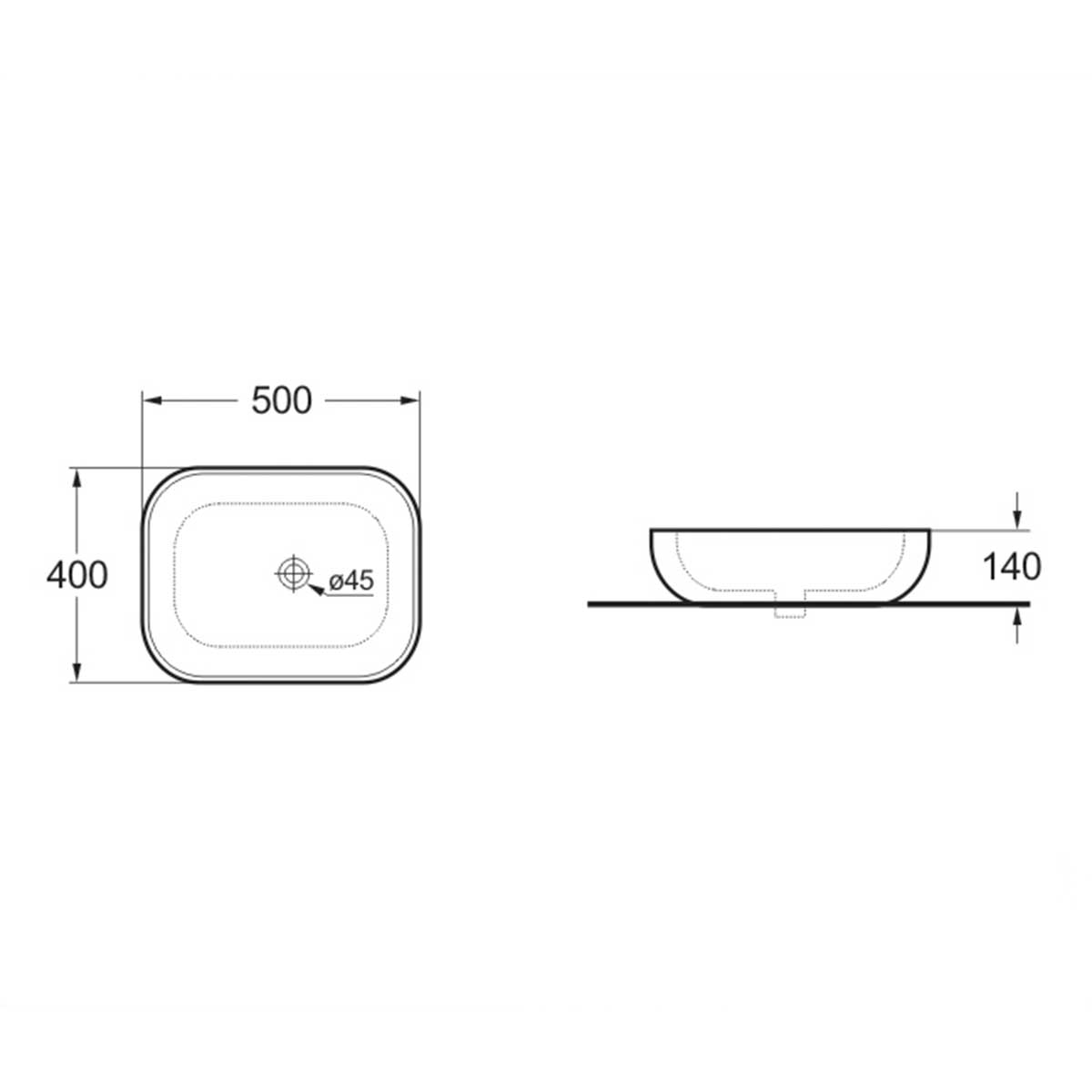 Раковина накладная 50см Vincea VBS-101MB черный матовый