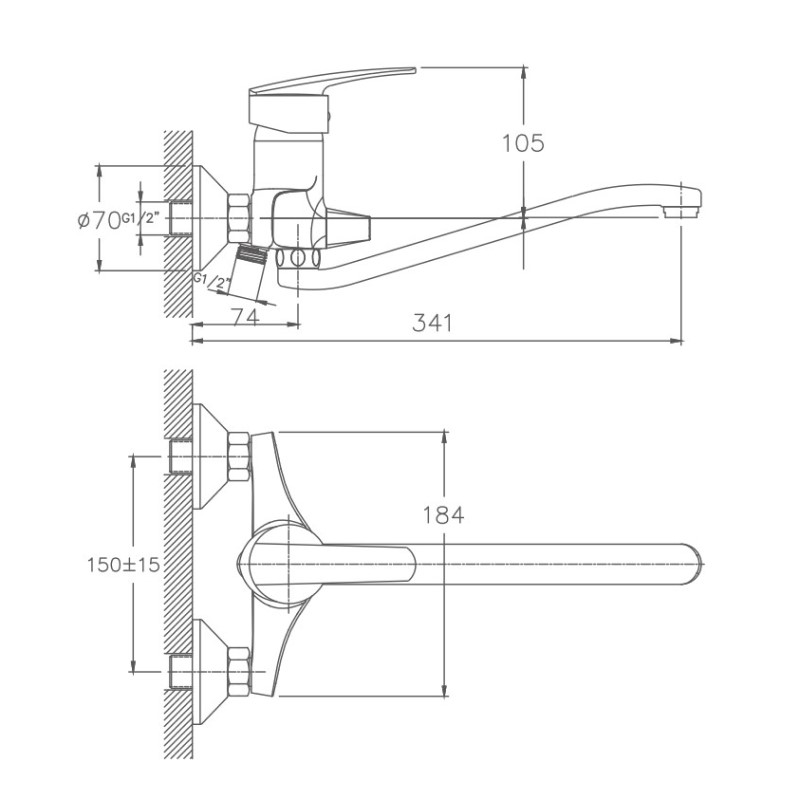 Смеситель для ванны Haiba HB2206, хром