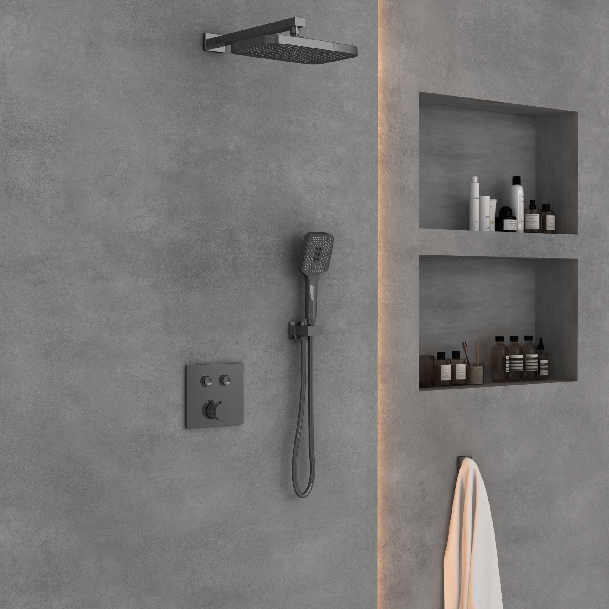 Душевой комплект Vincea VSFW-4211GM встраиваемый, 2 режима, вороненая сталь