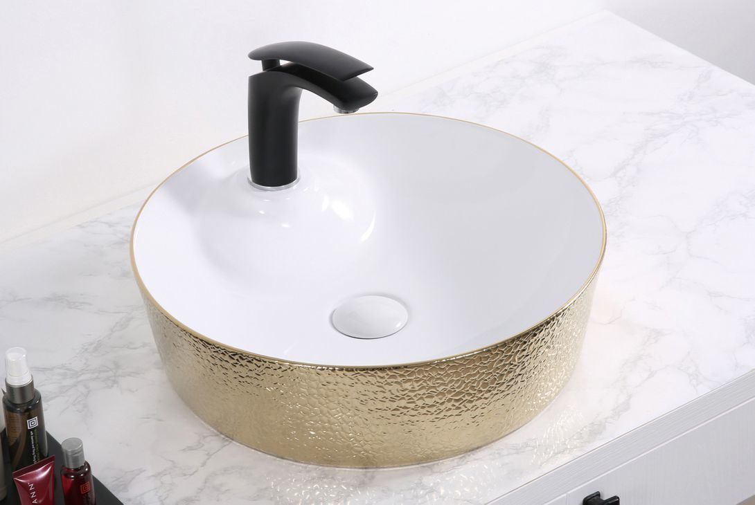 Раковина накладная 45см Gid D1306h025 белый/золотой