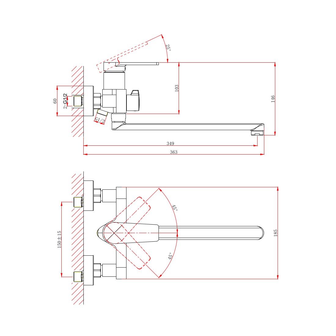 Смеситель на борт ванны D&K Bayern.Fürth DA1523301, хром
