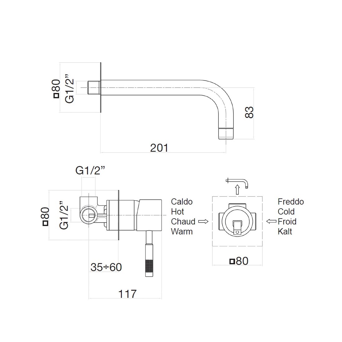Смеситель для раковины Webert Rimini RI830605740, белый