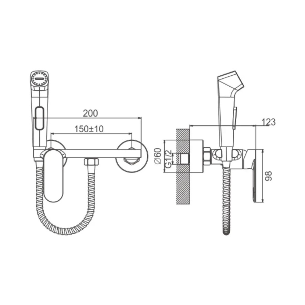 Гигиенический душ со смесителем BELZ B55645-5, матовое золото