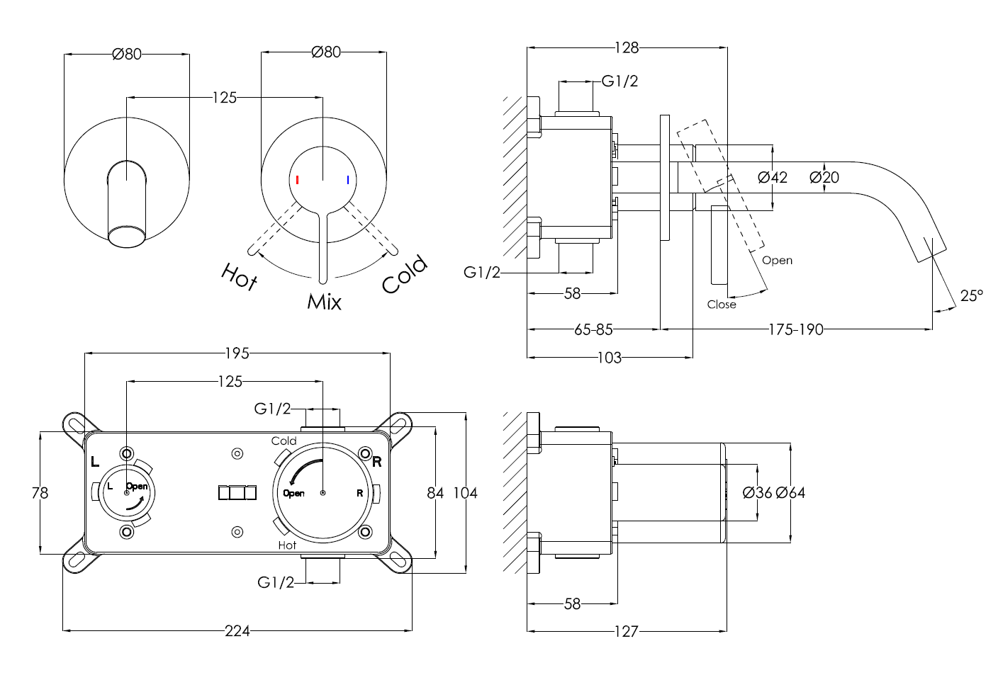 Смеситель для раковины встраиваемый Benesque Lumiere 10010303 брашированный черный