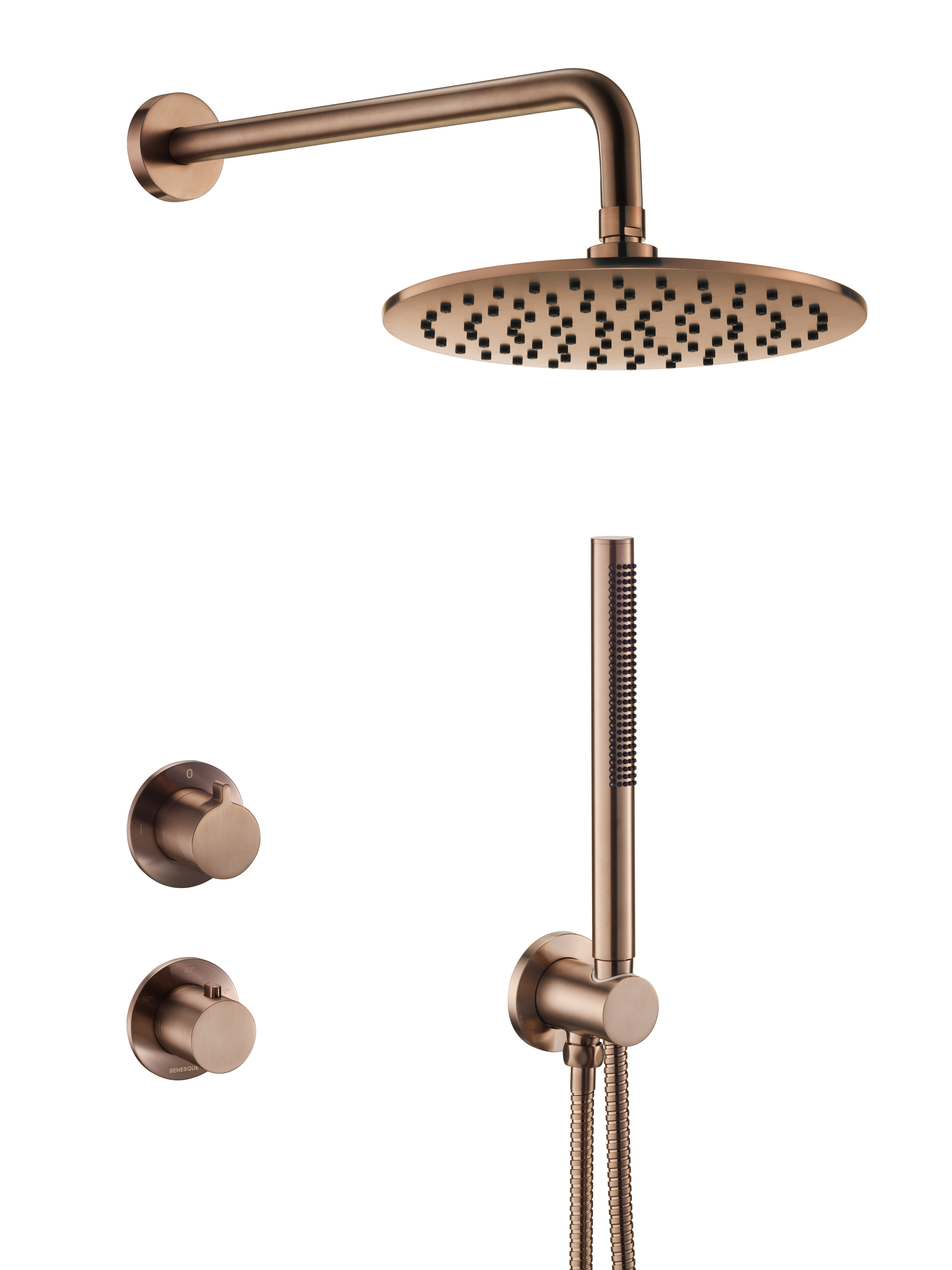 Встраиваемая душевая система с термостатом Benesque Lumiere 21011306 бронза брашированная