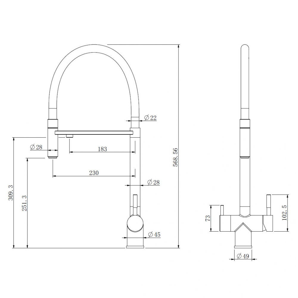 Смеситель ABBER Wasser Kreis AF81141NG для кухни с подключением фильтра и выдвижной лейкой, никель