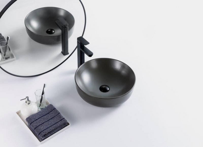 Раковина накладная BelBagno BB1315-H311 серый матовый