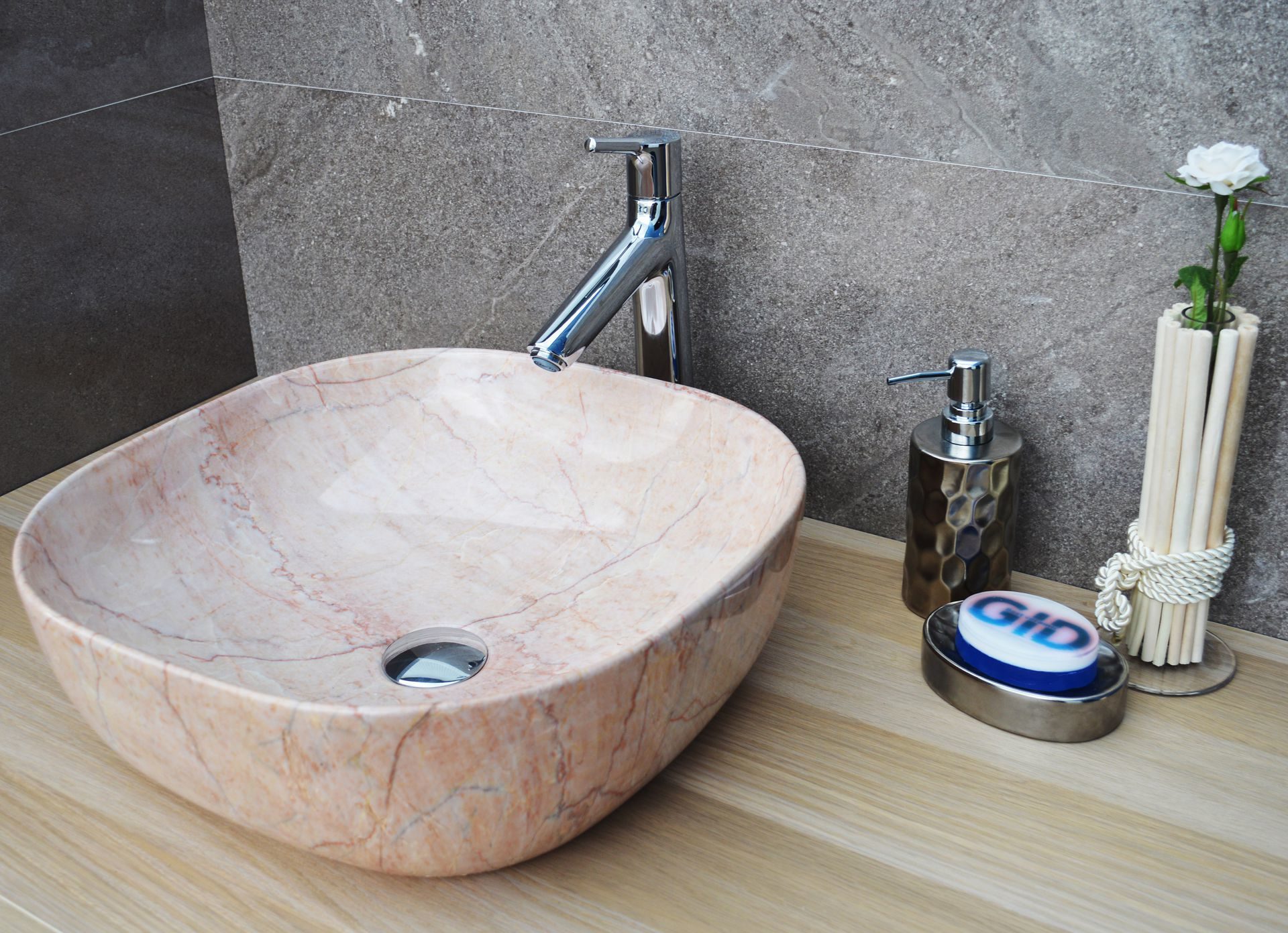 Раковина накладная 42.5см Gid Mnc542 розовый