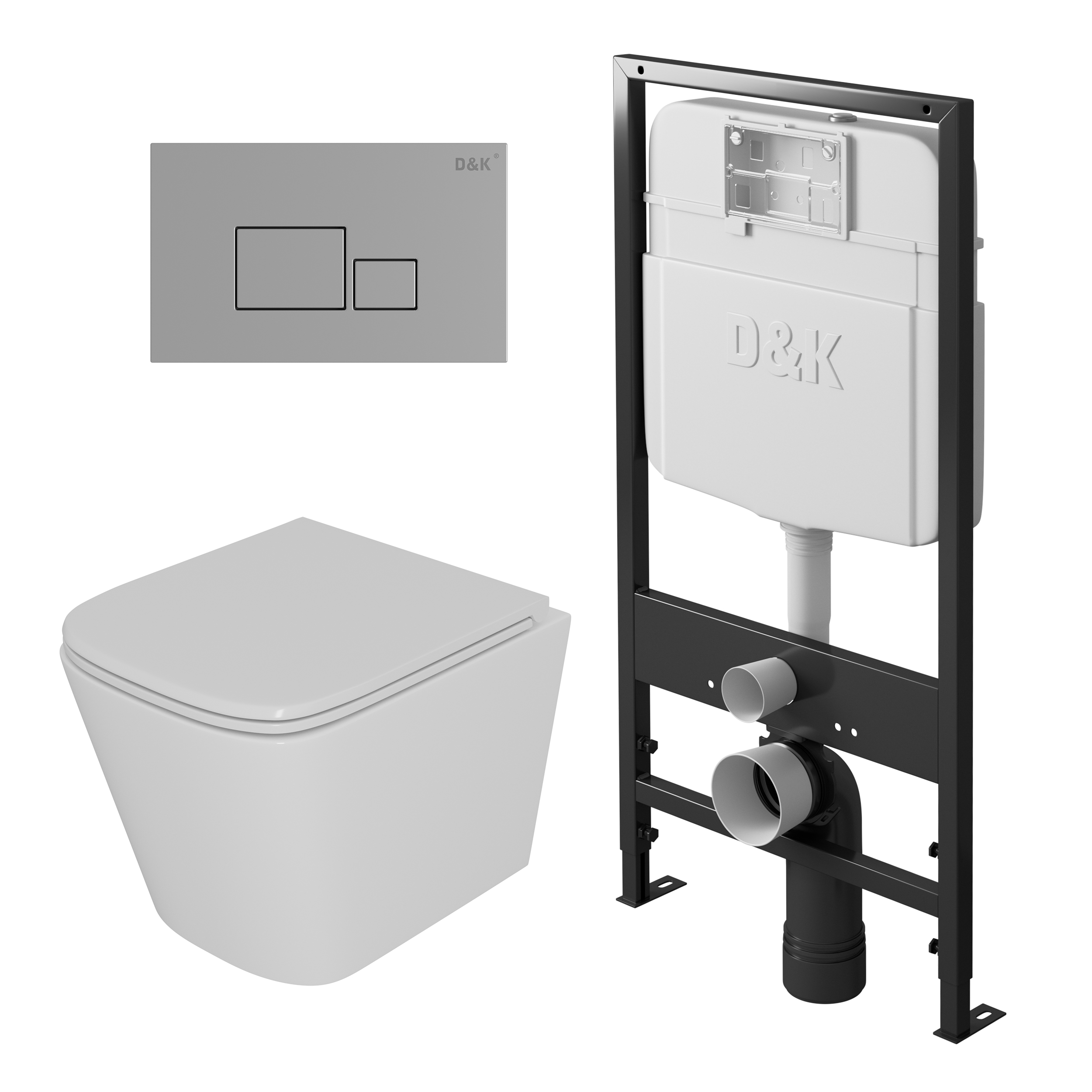 Комплект (инсталляция + унитаз + клавиша смыва) D&K Berlin DS1431606 белый